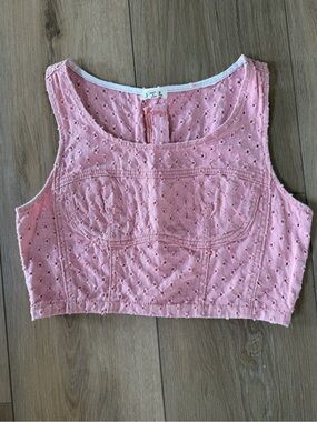 POL pink textured bustier crop top